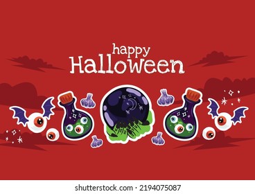 halloween cute item banner vector design