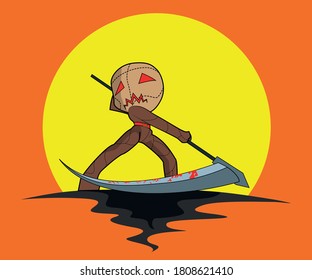 halloween cute kawaii scarecrow pumpkins hunter