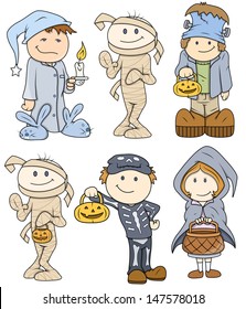 Halloween Cute Kids Vector Illustration