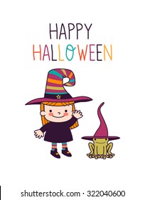 Halloween cute little witch