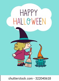 Halloween cute little witch