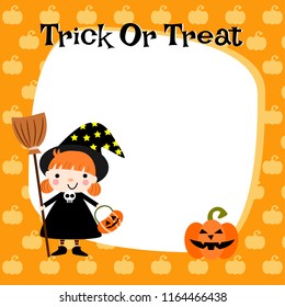 Halloween cute little witch background. Use for Halloween greeting card or invitation. 