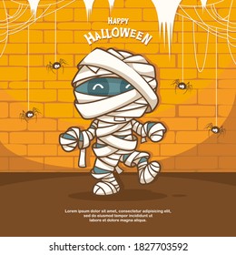 Halloween Cute Mummy Cartoon Illustration