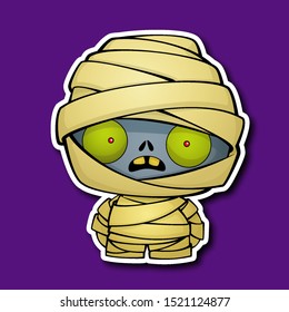 Halloween cute mummy. Cartoon style mummy. Isolated .