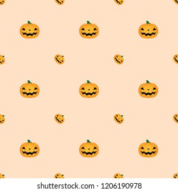 Halloween cute orange pumpkin pattern seamless background vector 