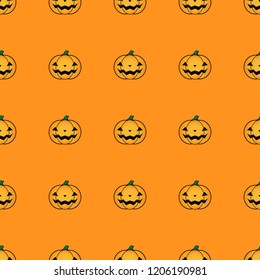 Halloween cute orange pumpkin pattern seamless background vector 