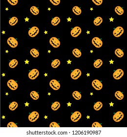 Halloween cute orange pumpkin pattern seamless background vector 