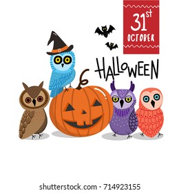 Halloween with cute owl vector