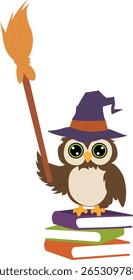 Halloween, Bruxa de Coruja Bonito Halloween Vassouras Livros