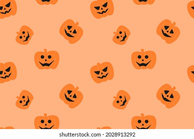 Halloween Cute Pumpkin Flat Seamless Pattern Design