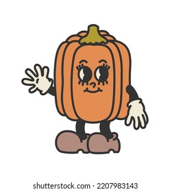 Halloween cute pumpkin. Funny face. Vector design on isolated background. Cartoon style. For print and web.