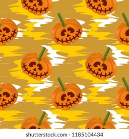 Halloween cute pumpkin with shadow effect seamless pattern. vector illustration for fashion textile print and wrapping with festive design.