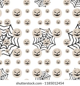 Halloween cute pumpkin and web spider seamless pattern. vector illustration for fashion textile print and wrapping with festive design.