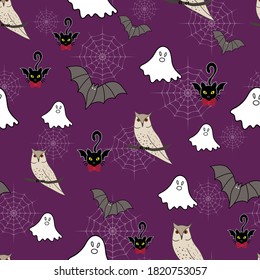 Halloween cute seamless pattern background