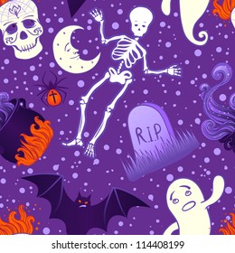 Halloween cute seamless pattern. Vector illustration.