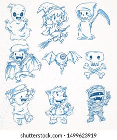 halloween cute set of character vector