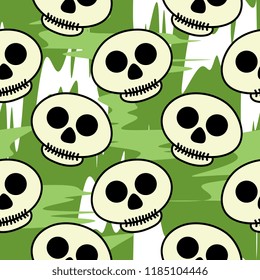 Halloween cute skull with green shadow seamless pattern. vector illustration for fashion textile print and wrapping with festive design.