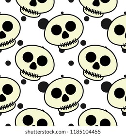 Halloween cute skull seamless pattern. vector illustration for fashion textile print and wrapping with festive design.