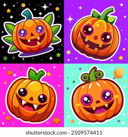 Crânios bonitos de Halloween em cores brilhantes festivas em um fundo de cores vibrantes