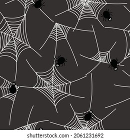 Halloween adorable araña vectorial de fondo de patrón sin fisuras. Moderno para tela, diseño textil, fondo, embalaje, tarjetas de invitación, papel pintado o giftwrapping. Diseño de patrones de superficie.