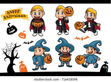 Halloween cute vampire witch night pumpkin