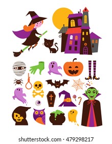 Halloween cute vector icon set