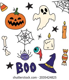 Halloween Cute Vector Illustration Set