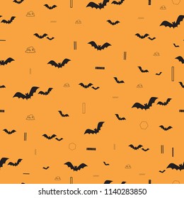 Halloween. Cute vector seamless pattern with bats. All elements are  hidden under mask. Pattern are not cropped and can be edited. 