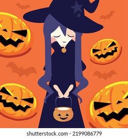 halloween cute witch character, design