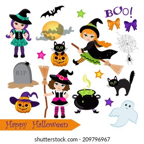 Halloween Cute Witches  set 