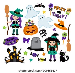 Halloween Cute Witches set 