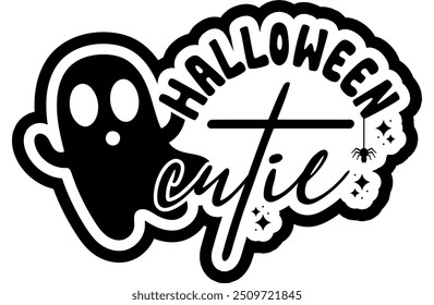 halloween cutie ghost black vector graphic design and cut file