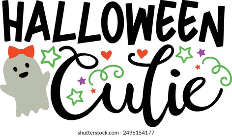 Halloween Cutie Girls Halloween Ghost Typography Design