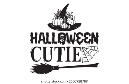 Halloween Cutie - Halloween T shirt Art, Stylish Calligraphy Vector, White Background, For Cricut  Silhouette Cutting, Editable EPS 10