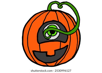 Halloween Cyclop Pumpkin Head smiling