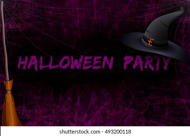 Halloween dark background. Halloween party poster. Vector illustration.