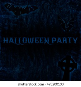 Halloween dark background. Halloween party poster. Vector illustration,