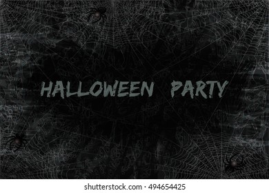 Halloween dark background. Halloween party poster. Vector illustration.