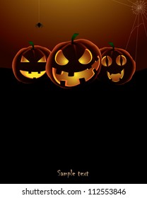Halloween dark background with pumpkin head