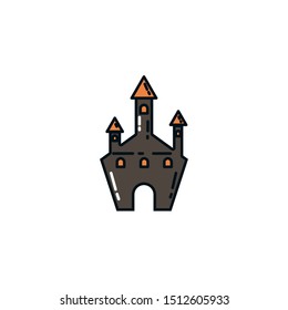 halloween dark castle building icon vector illustration design