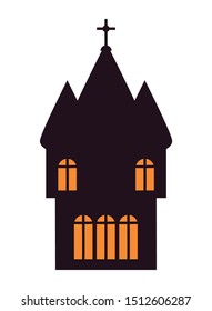 halloween dark castle building icon vector illustration design