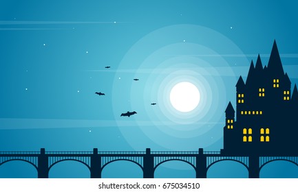 Halloween with dark castle collection background