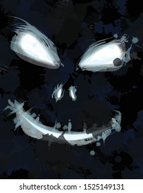 Halloween Dark Face With Abstract Background - Vector