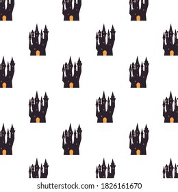 halloween dark haunted castles pattern background vector illustration design