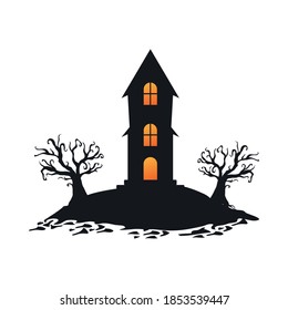 halloween dark house degradient style icon vector illustration design