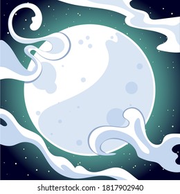 fondo nocturno oscuro de halloween con diseño de ilustración vectorial de luna llena