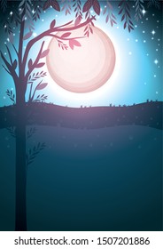 halloween dark night scene icon