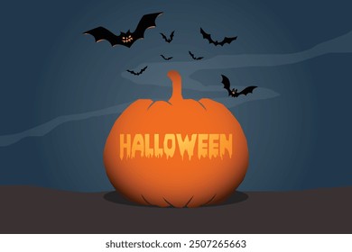 Halloween dark night silhouette landscape illustration concept.