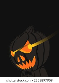 halloween dark pumpkin man with text space background for brochure banner and publication
