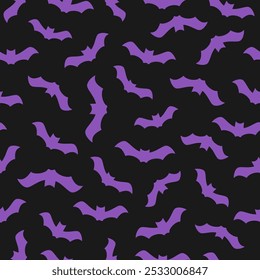Halloween Dark Seamless Pattern With Bats